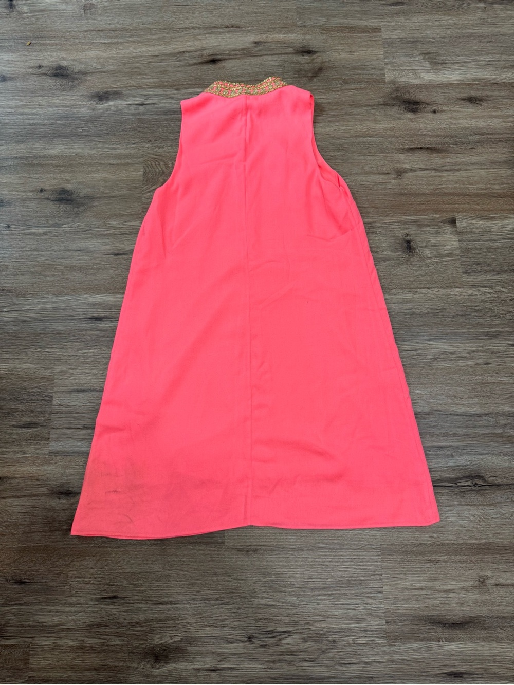 Lilly Pulitzer Neon Coral Sleeveless A-Line Dress with Gold Embroidery - Picture 5 of 6